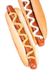 Hot dogs with mustard and mayonnaise