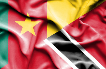 Waving flag of Trinidad and Tobago and Cameroon