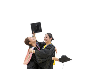 Beautiful female graduate wearing graduation gown