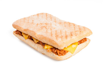 Panini with meat and cheese