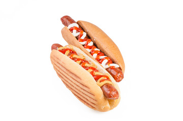 Hot dogs with mustard and ketchup