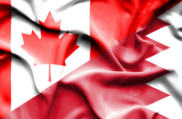 Waving flag of Bahrain and Canada