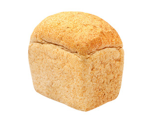 Rye and wheat flour bread brick shape.Isolated.
