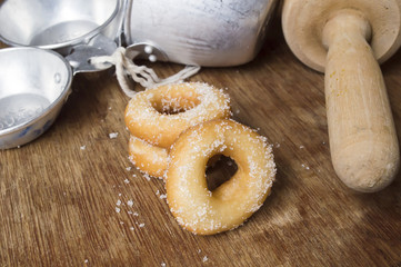 Mini fresh donut on white plate