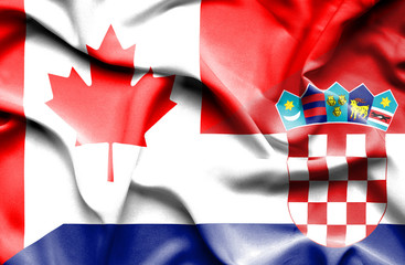 Waving flag of Croatia and Canada