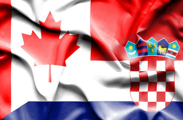 Fototapeta premium Waving flag of Croatia and Canada