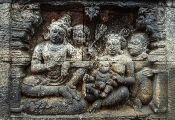 Fototapeta na wymiar Bas-relief in Borobudur