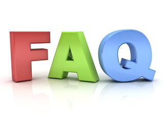 3d faq word or frequently ask question isolated over white background