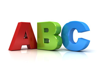 3d abc letters isolated over white background with reflection © masterzphotofo