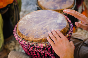 Man playing the djembe