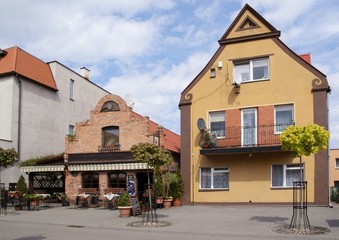 Naklejka premium old small houses in Hel town