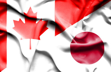 Waving flag of Japan and Canada