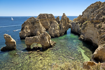 Ponta da Piedade in Lagos, Algarve region in Portugal.