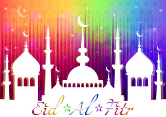 Card for greeting with Islam feast Eid al-Fitr and finish of Ramadan