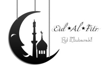Card for greeting with Islamic feast Eid al-Fitr