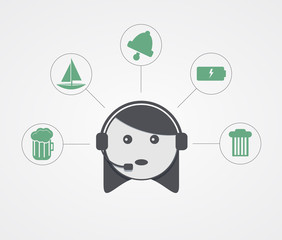 Vector modern support  woman with sample icon on white 