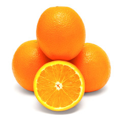 Whole orange fruit and his segments or cantles