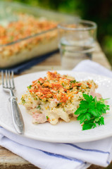 Tuna, Leek, Mornay and Orange Pasta Bake (Macaroni and Cheese)
