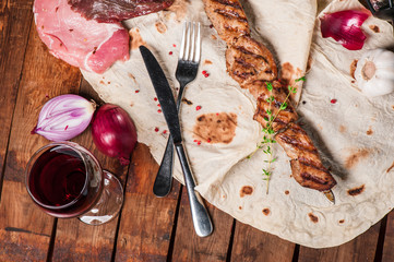 Grilled meat with spices