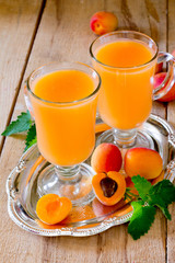 Fresh sweet apricot juice and mint