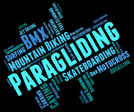Paragliding Word Shows Wordcloud Paraglider And Parashute