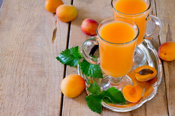 Fresh sweet apricot juice and mint
