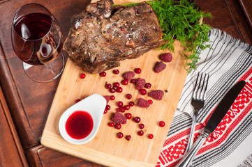 Big piece of fried lamb