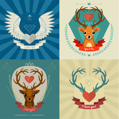 Set of Greeting cards about love