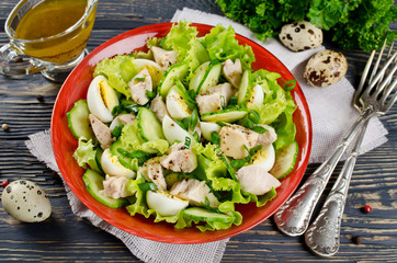 Vegetable salad with cod liver