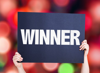 Winner card with bokeh background