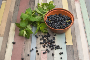 Blueberries and mint