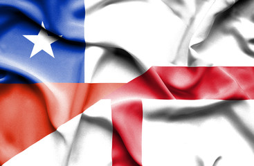 Waving flag of England and Chile