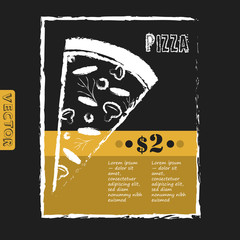 Italian pizza poster on black chalkboard