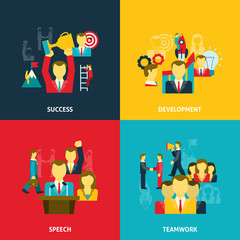 Leadership in business icons set