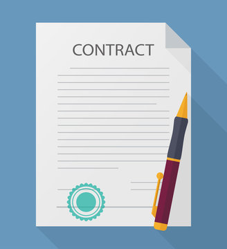 Vector picture of contract and an ink pen. Business concept