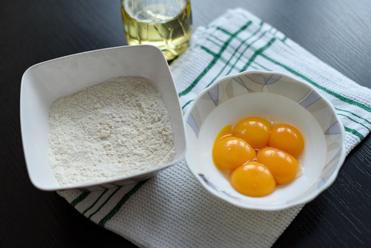 Five egg yolks and flour