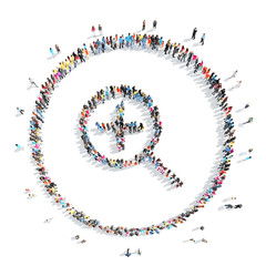 people in the shape of a magnifying glass.