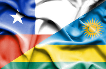 Waving flag of Rwanda and Chile