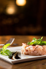 Prawn tartar vertical copy space