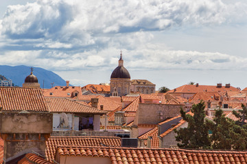 Naklejka premium Fabulous skyline of Dubrovnik in Croatia with gorgeous old roofs and pretty blue sky