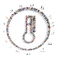 people in the shape of a medical thermometer.