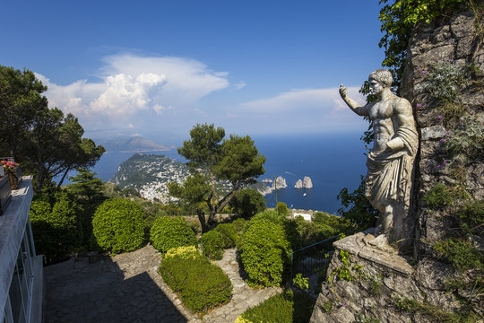 panorama of Capri island from Monte Solaro, in Anacapri