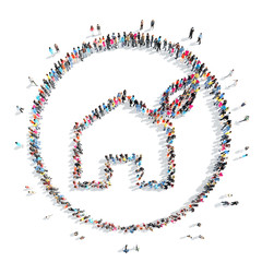  people in the shape of a house.