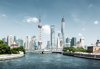 Shanghai skyline in sunny day, China