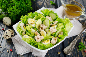 Vegetable salad with cod liver