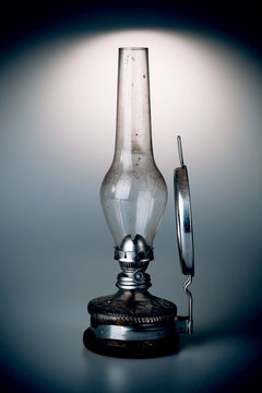 old kerosene lamp isolated on white background