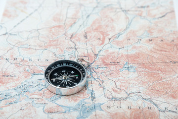 Naklejka na ściany i meble Compass on a map