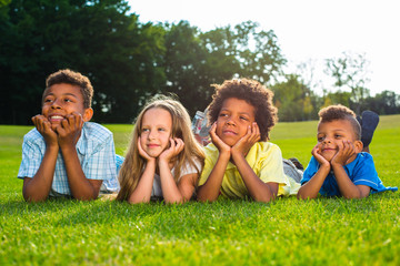 Four happy children.