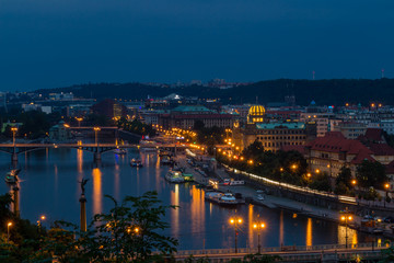 Naklejka na ściany i meble Prague view in the night, Czech Republic