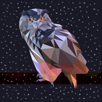 Owl triangle low poly style. Good use for sticker design, icon, symbol, avatar, or any design. Easy to use.